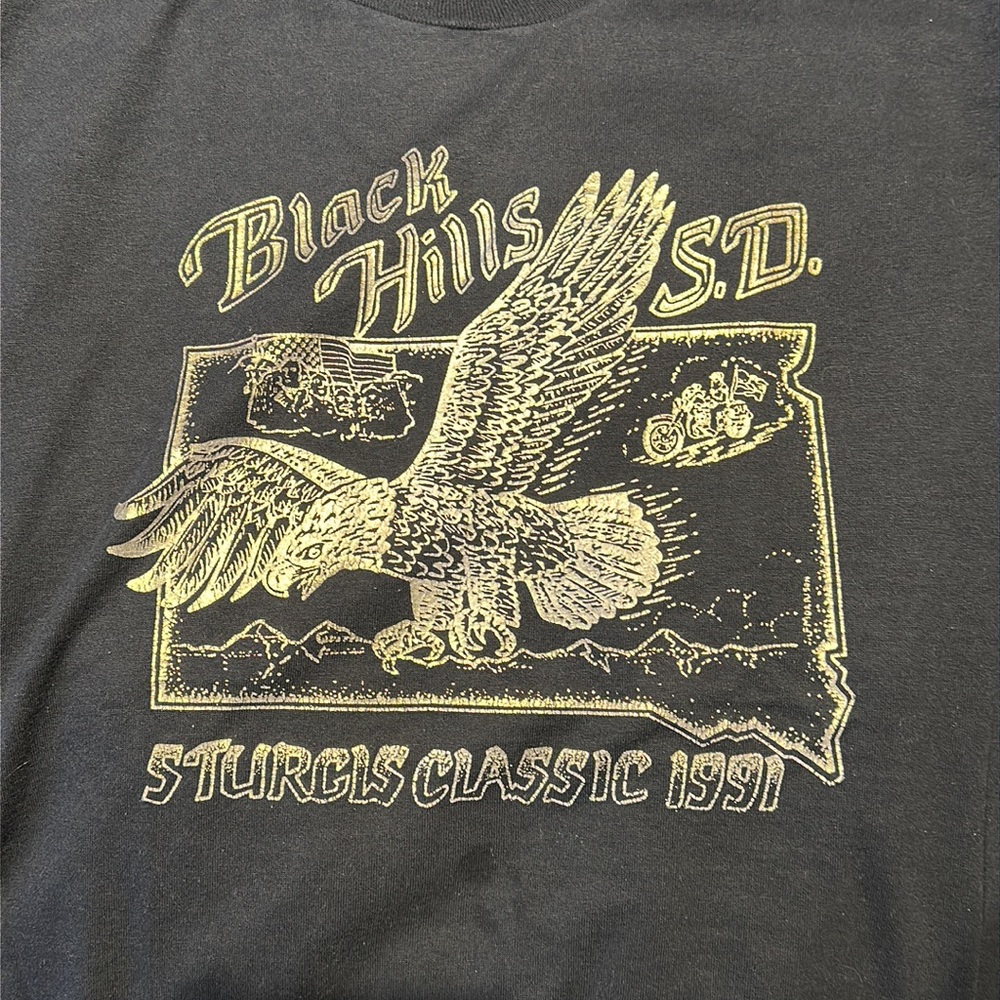 VINTAGE Sturgis 1991 Motorcycle Gold Foil Size L